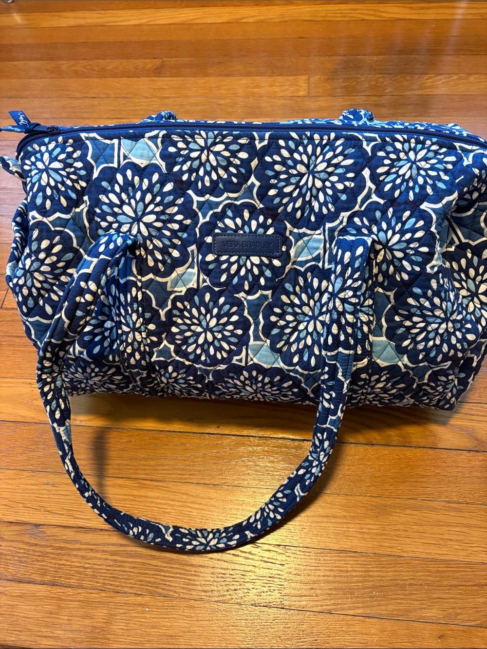 Vera Bradley Navy and Light Blue Floral Quilted Tote